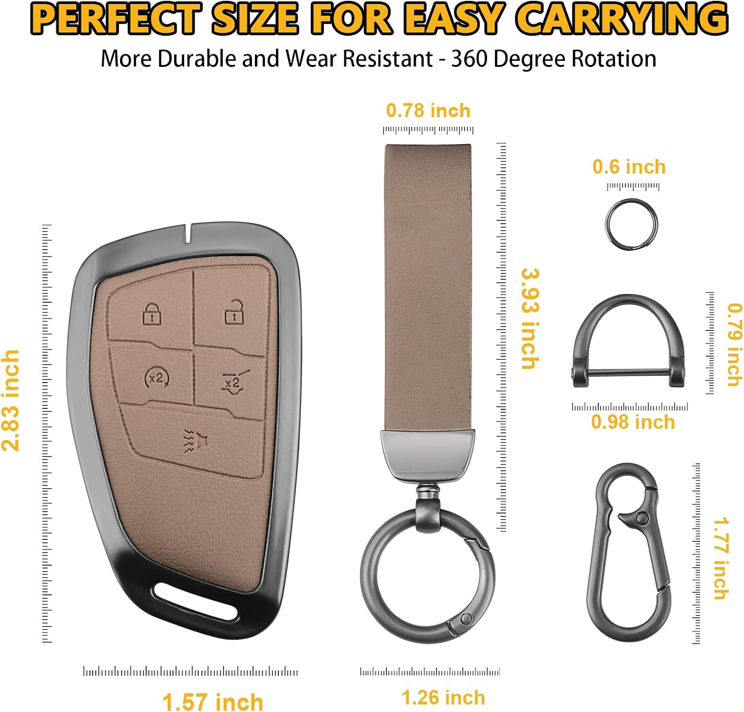 FT FUNTOR for Chevrolet Metal Key Fob Cover,PU Leather Zinc Alloy Key Case,for GMC Yukon Denali Sierra 2021-2025