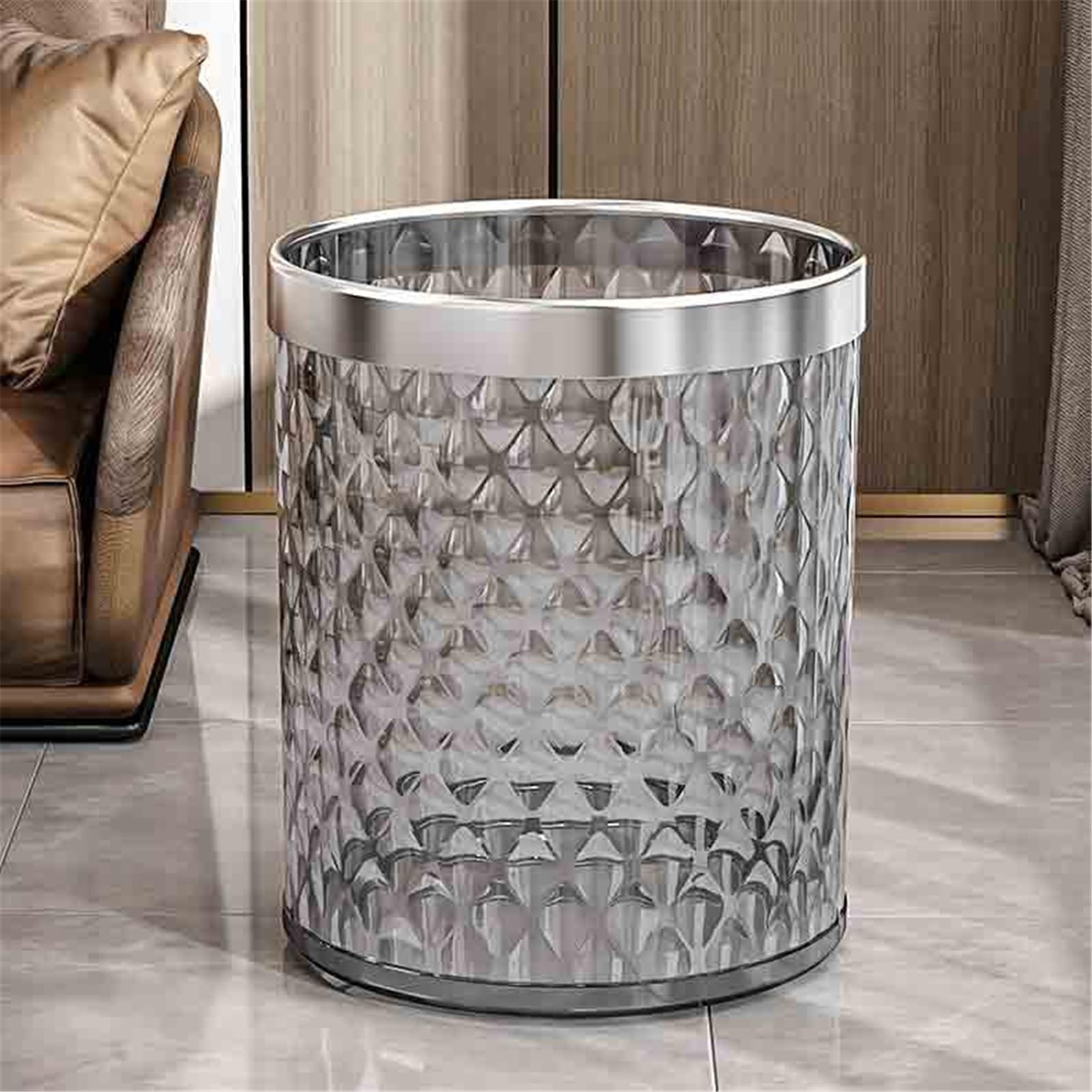 Kryty Przezroczysty Pojemnik Na Śmieci W Biurze Domowym Śmietnik(Clear)