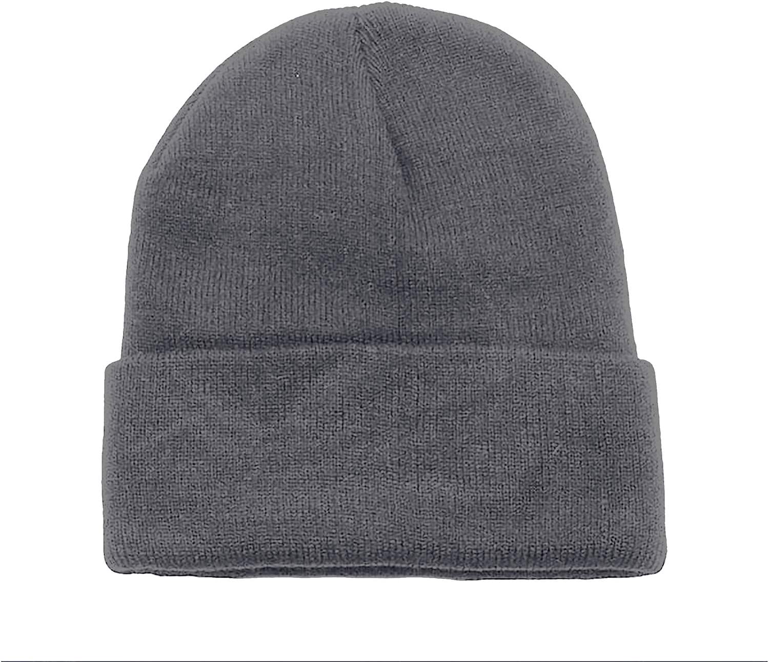 12 Pack Plain Long Cuffed Men's Beanies Skullies Multipack Bulk