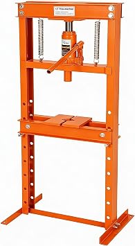 PrecisionAuto Hydraulic H-Frame Shop Press 12 Ton Capacity Adjustable Worktable, Press Plates, Heavy Duty Steel, Bending, Straightening, Bearing Installation, Safety Relief Valve, Professional