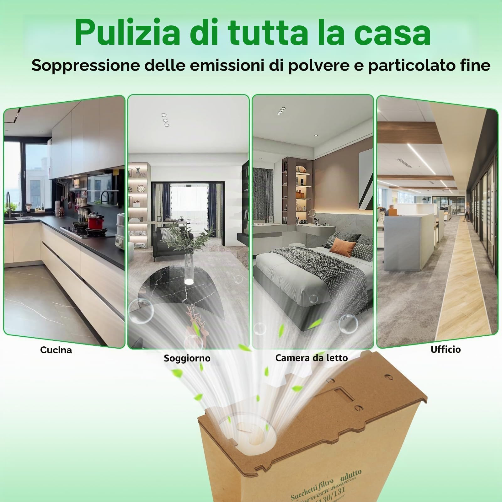 20 Sacchetti per Folletto VK130 VK131 VK131s con 2 Filtre Motore e 1 Filtri Hepa per Aspirapolvere Vorwerk