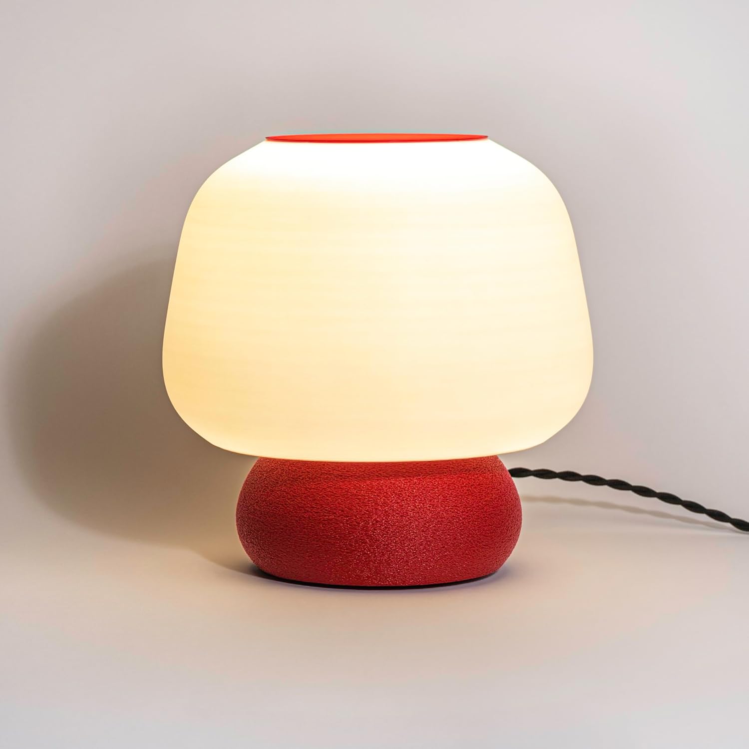 JONATHAN Y 10" White Modern 3D Printed Mushroom Table Lamp, Dimmable LED Bedside Lamp with Plant-Based Filament, Minimalist Nightstand Desk Lamp for Bedroom, Living Room, Office (USA1004D)