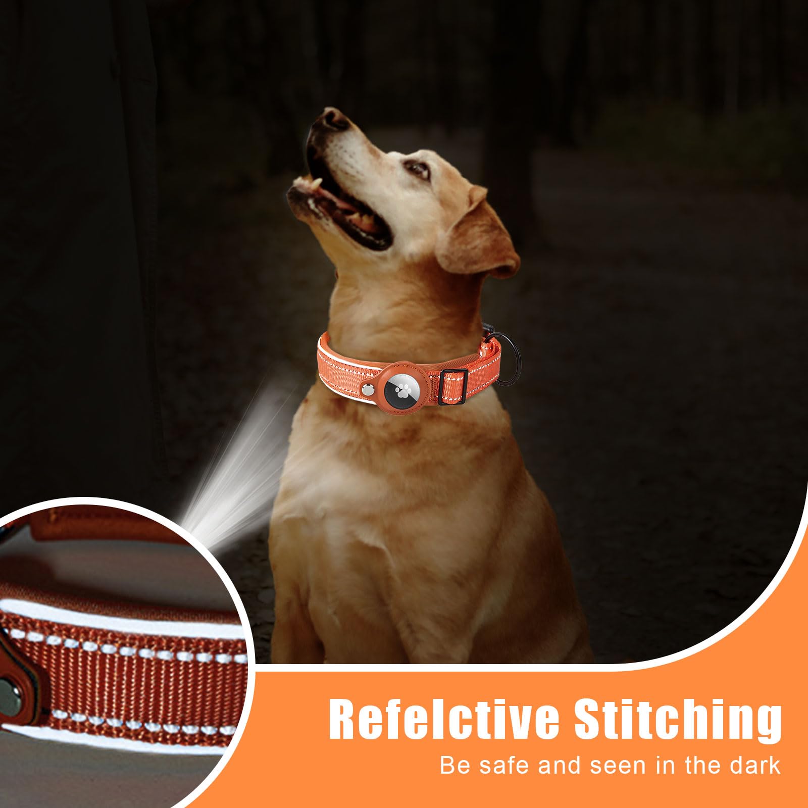 Boloshine Airtag Dog Collar, Adjustable Reflective Nylon Dog Collar - Image 4