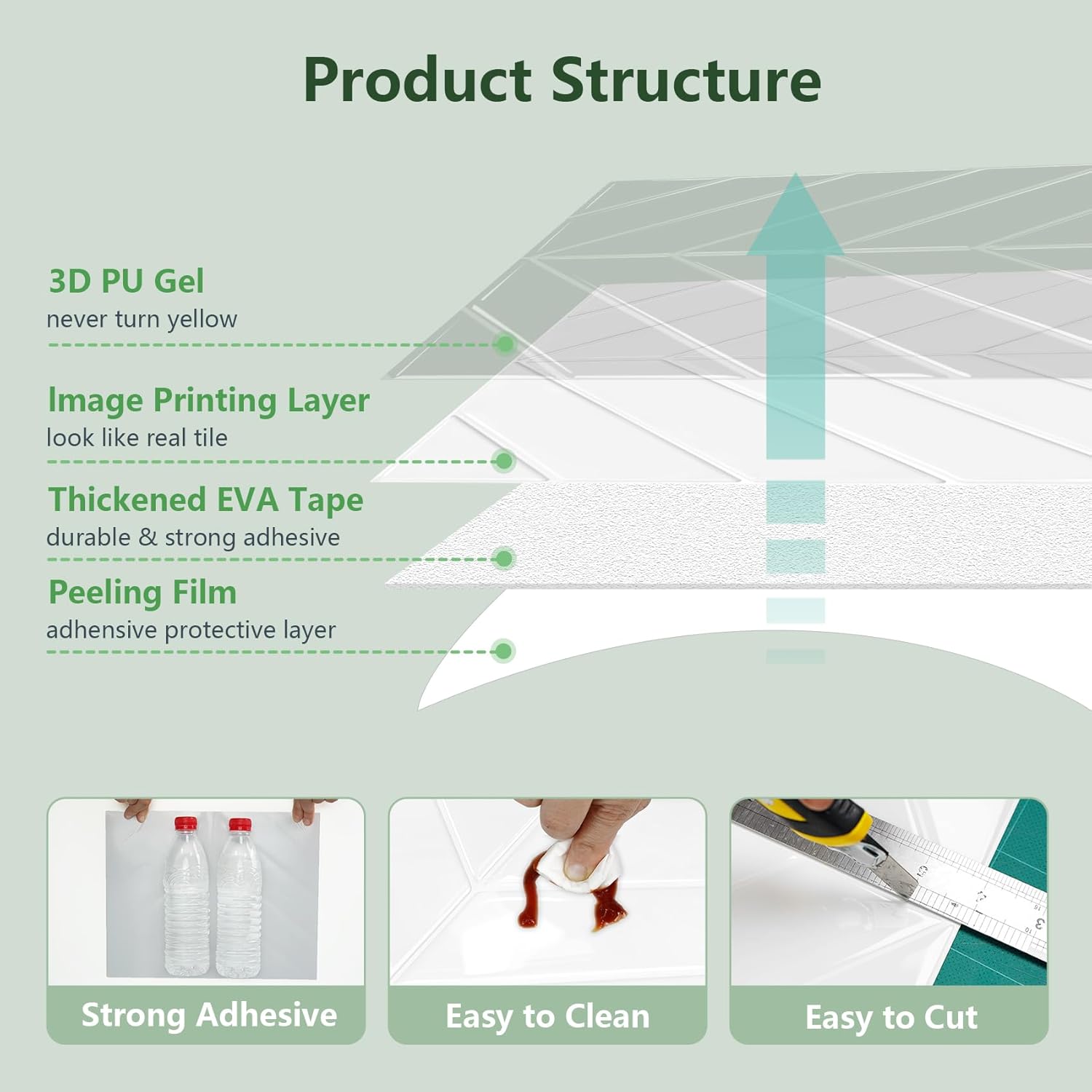 STICKGOO 10 Sheets Thicker Herringbone Peel and Stick Backsplash, 12.6”×9.7” Stick on Wall Tiles, Self Adhesive Tile Sticker for Kitchen Backsplash and Bathroom, Pure White