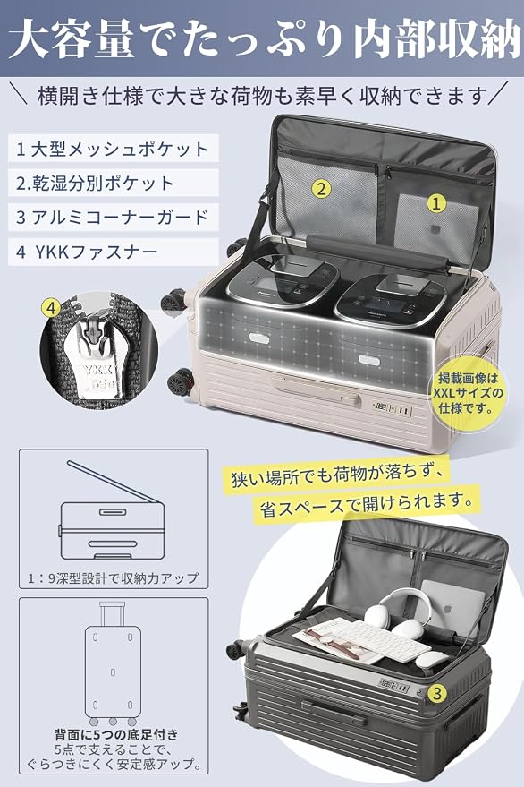 Amazon.co.jp: [Yuweijie] 2026 スーツケース キャリーケース 片開き