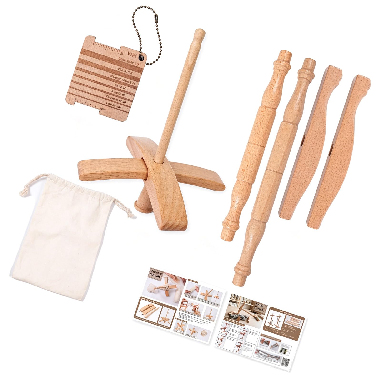 Mekalero Multifunctional I Shape Wooden Yarn Winder and Thread Spool Stand with Yarn Gauge and Storage Bag for Knitting Weaving and Embroidery Wooden Thread Roll