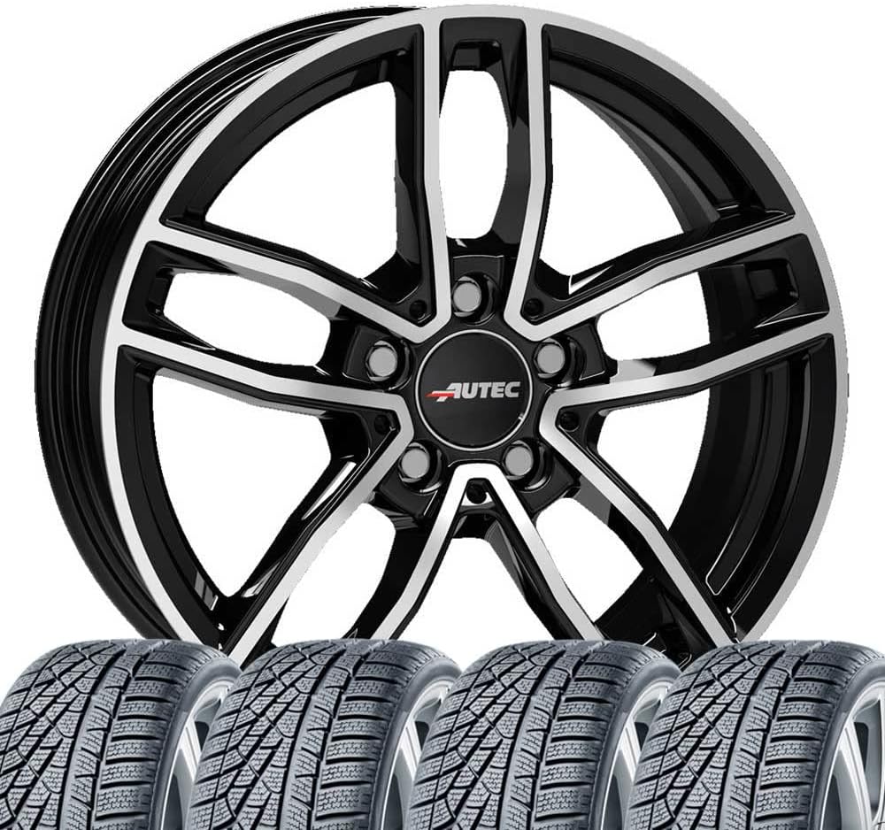 4 kompletne koła zimowe 7,5 x 18 ET 44 5 x 112 czarne polerowane z 225/45 R18 95 V MIC Pilot Alpin 5 XL FSL M+S 3PM