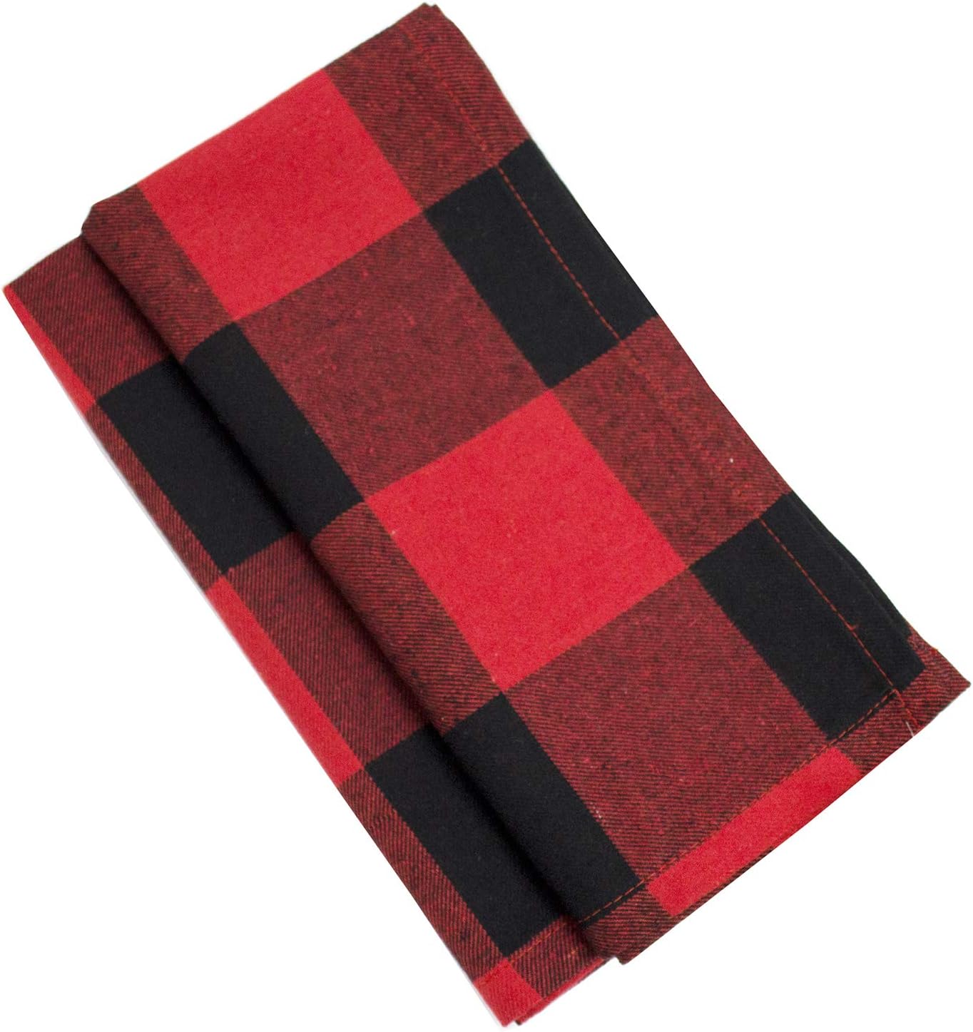 Fennco Styles Buffalo Plaid Red and Black Velvet Pom Pom Trim Design Cotton Table Runner 16" W x 72" L - Holiday Plaid for Christmas, Home, Dinding Table Décor, Banquet and Special Occasion