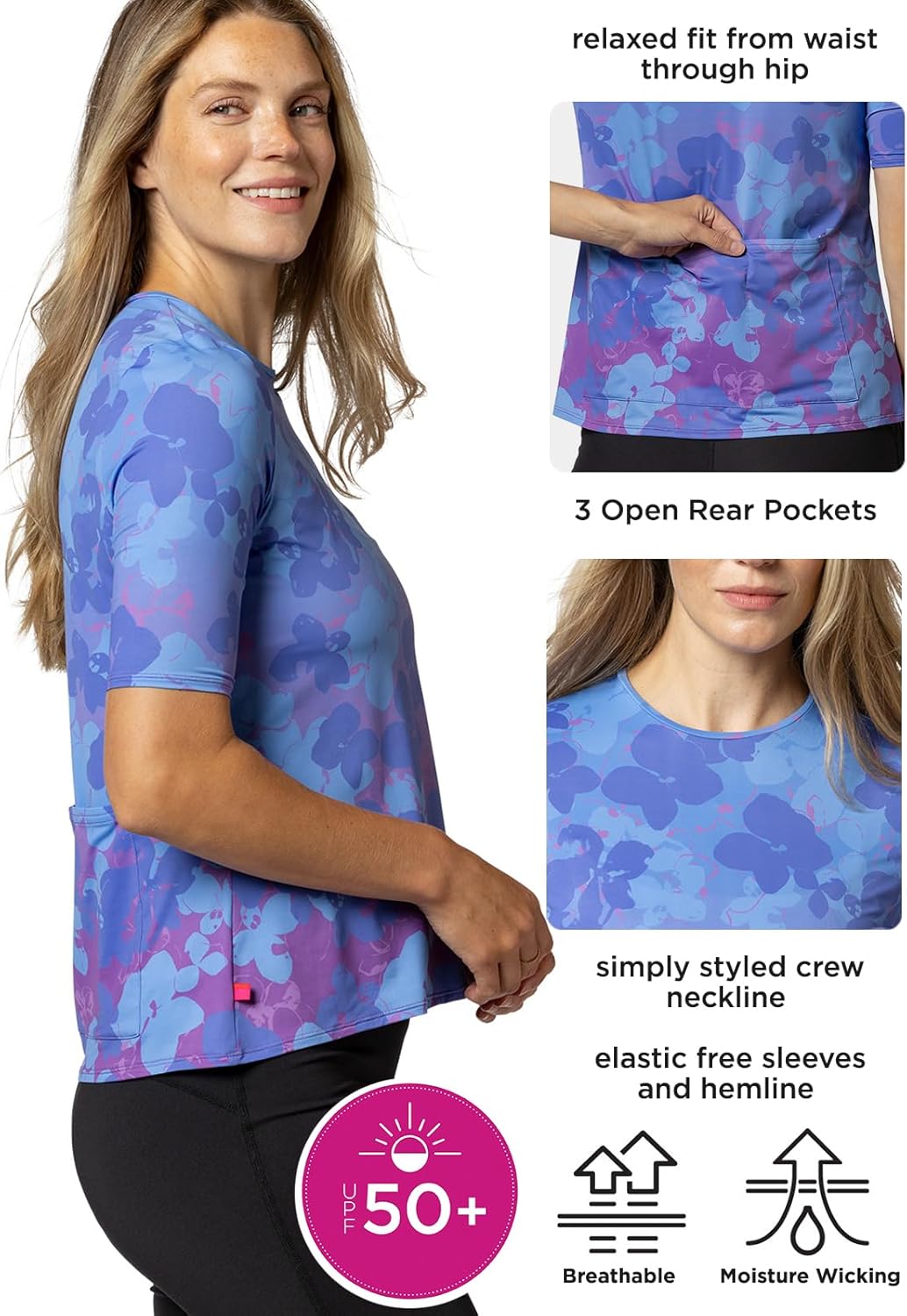 Terry Cycling Jersey Womens Soleil Short Sleeve Flow Summer Tops for Women UPF 50+ Cycling Shirt, Relaxed Fit