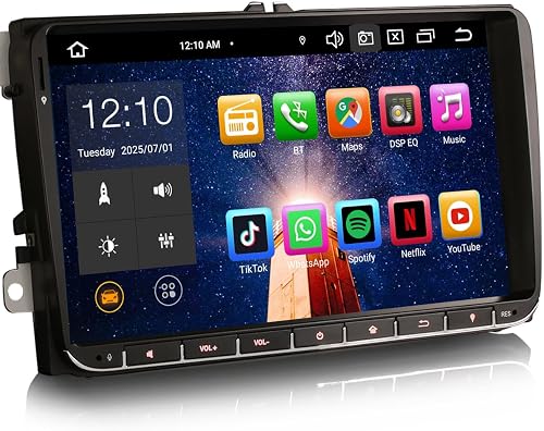 8-Core 4GB+64GB Android 14 Car Stereo for VW Crafter Polo 6R Amarok Caddy T6 Skoda Yeti Support GPS Sat Nav Wireless Carplay Android Auto DSP Bluetooth 5.0 Dual Band Wifi DAB+ Head Unit - 1
