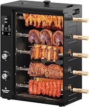 Brazilian Flame Fogo Series 2026 Model Gas Rotisserie Oven Grill Roaster with 5 Auto Rotating Skewers and Tray for Rotisserie Chicken, Brazilian Style BBQ Churrasco, Shawarma, Propane Grill (Black)