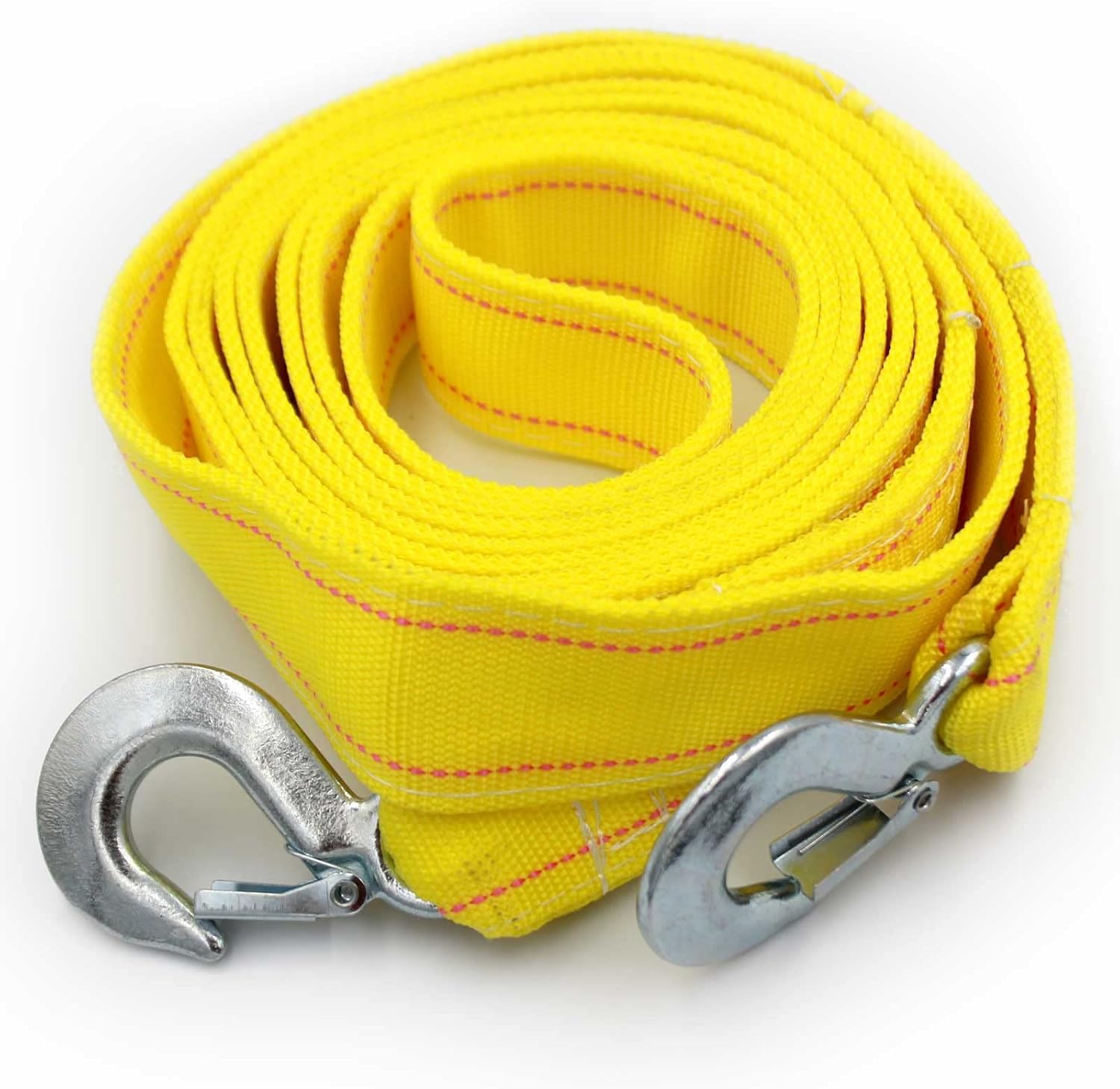 Heavy Duty Tow Strap with Safety Hooks | 1.8” x 13’ | 11000 LB Capacity , Tow Rope Yellow Shackle for Vehicle Recovery, Hauling, Stump Removal & Much More,Best Towing Accessory for Car