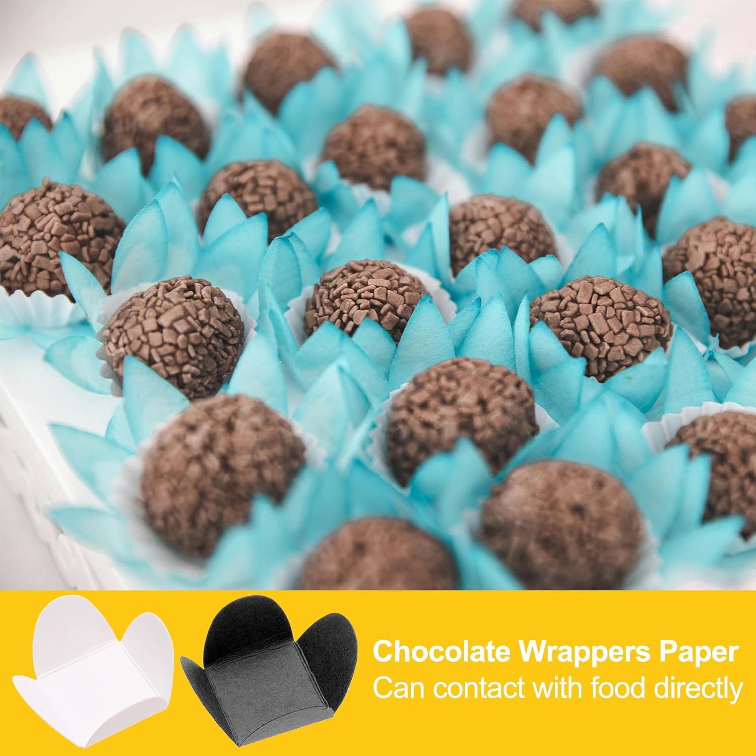 uxcell 200Pcs Chocolate Paper Wrappers, Chocolate Cups Liners Candy Cups for Muffins, Cupcakes, White image 5
