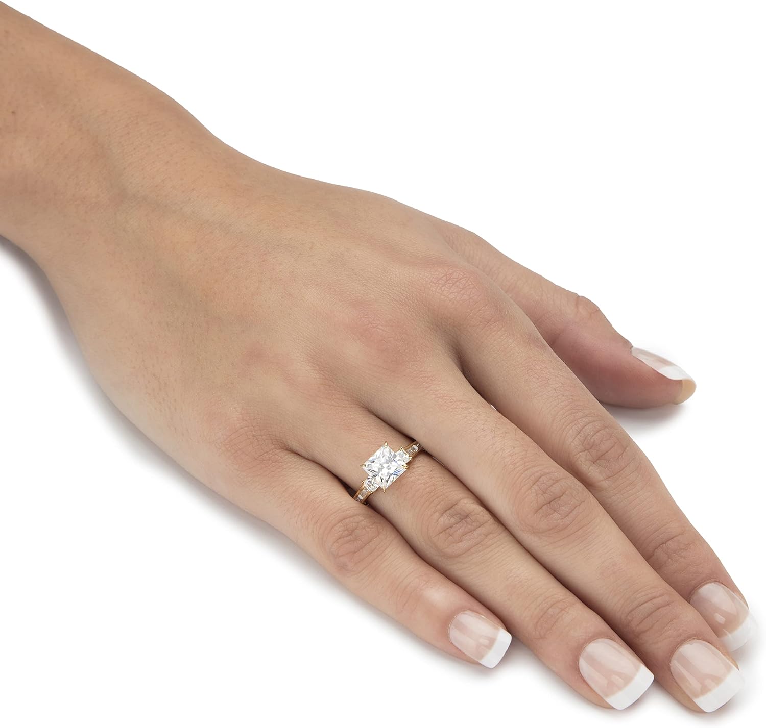 PalmBeach 10K Yellow Gold Princess Cut Cubic Zirconia Engagement Ring Sizes 5-10