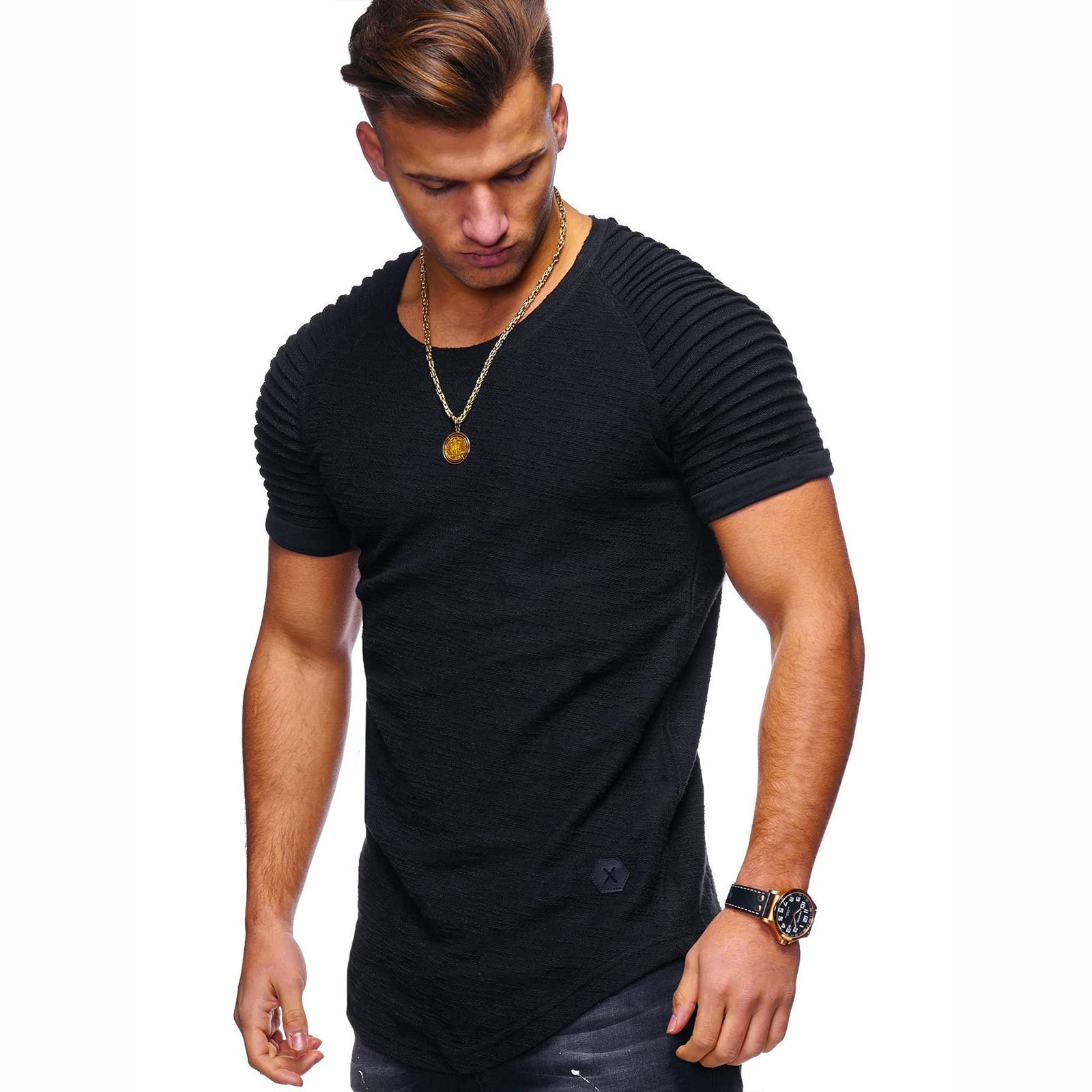 T-shirty z okrągłym dekoltem z krótkim rękawem męskie rozciągliwe ponadwymiarowe szybkoschnące T-shirty oddychające wygodne lekkie