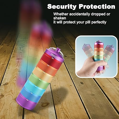 Miniatura 4 de Organizador semanal de pastillas de metal para viajes al aire libre, aluminio, impermeable, a prueba de golpes y tiene grandes compartimentos para