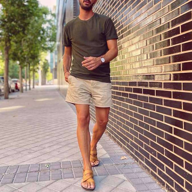 Harssidanzar Leather Sandals For Mens Summer Comfortable With Casual GMUK202