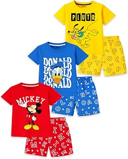 Kuchipoo © Disney Boys Regular Fit Cotton T-Shirts and Shorts Set | Pack of 3 Price In India