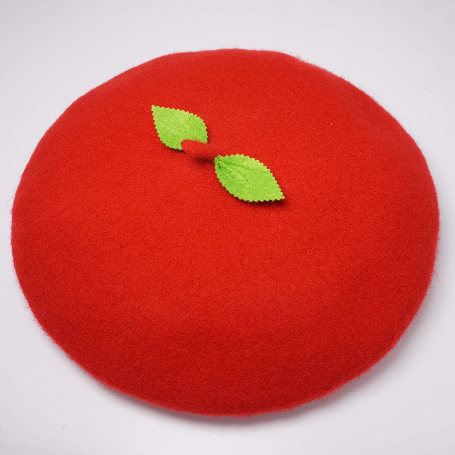 Kawaii Handmade Cartoon Beret Hat Green Leaves Fruit Cosplay Vintage Lolita Mori Girl Wool Cap Gift - Image 7