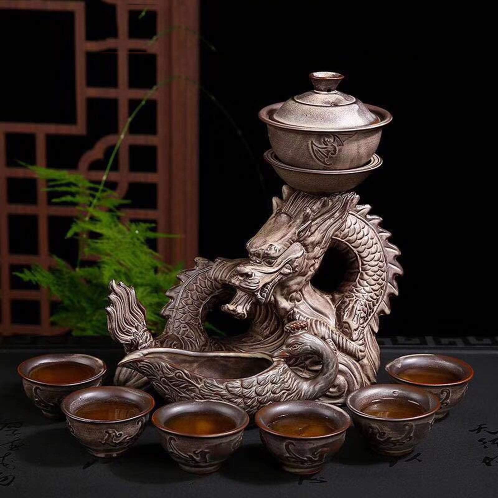 Service à Thé De Voyage Japonais Noir - Porcelaine, Théière 160ml, 4 Tasses, Plateau Et Sac