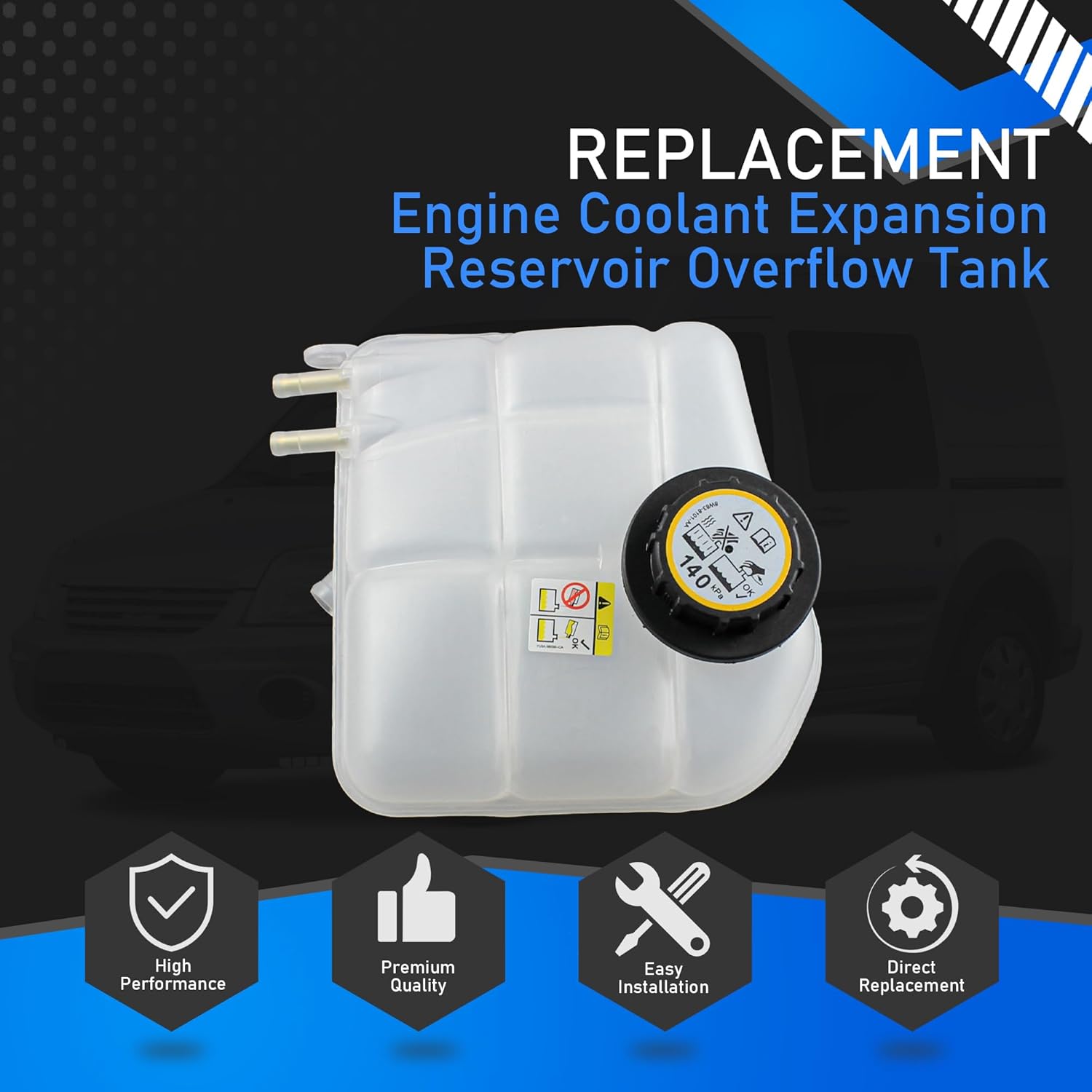 98AB8K218AK Engine Coolant Expansion Reservoir Overflow Tank Compatible With 2000-2004 Ford Focus 2010-2013 Ford Transit Connect 2.0L Expansion Recovery Tank Replaces 98AB-8K218-AK 1104120
