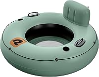 Vista 1 de Retrospec Siesta Float 48" Inflatable River Tube Heavy-Duty Water Float w/Backrest & Cup Holders 300 lbs Repair Kit Pool, Lake & River