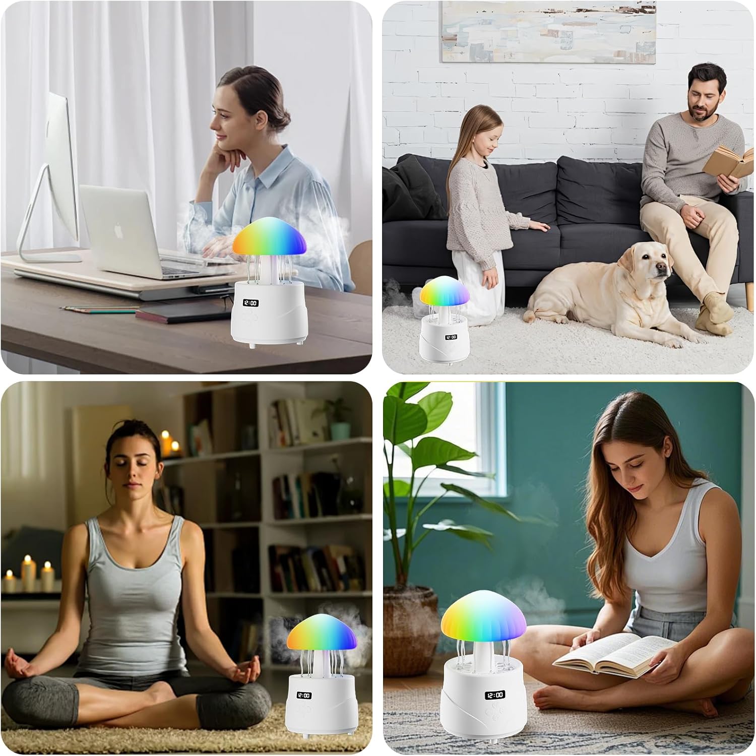 AVEKI Jellyfish Humidifiers for Bedroom with Bluetooth Speaker, 600ml Cute Humidifier Diffuser with Colorful Mood Light & Clock Display, Air Humidifiers for Women, Gifts for Mom (Jellyfish)