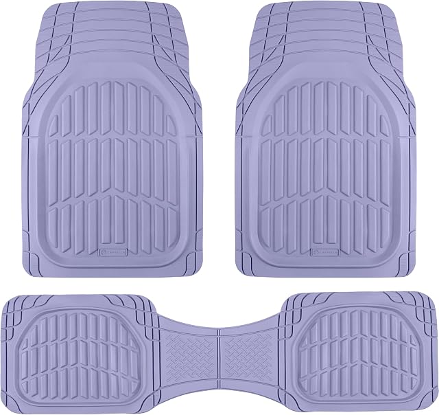 CARBELLA Rubber 4-Piece Lavender Car Floor Mats -Universal Trim To Fit All Weather Lavender Car Accessories - Girl Car Accessories for Women & Cute Car Mats for Women for Girly Car Decor, Truck, & SUV