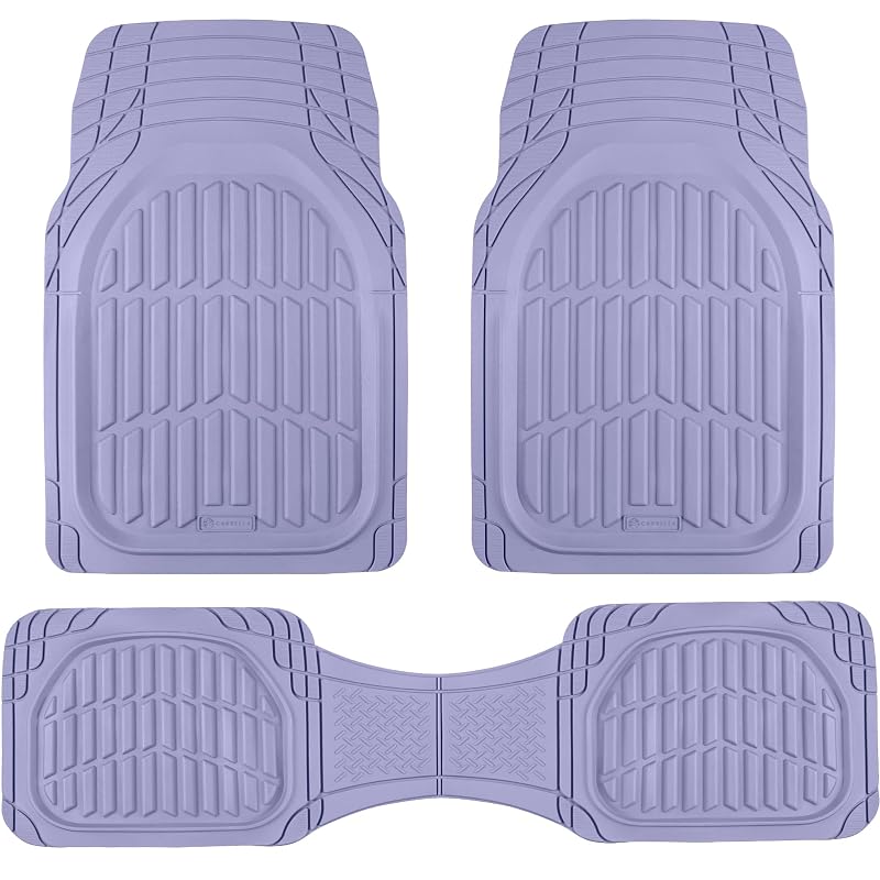 Conjunto de tapetes automotivos Carbella Lavender Dream em borracha, recortáveis, para carros, SUVs, caminhões e vans