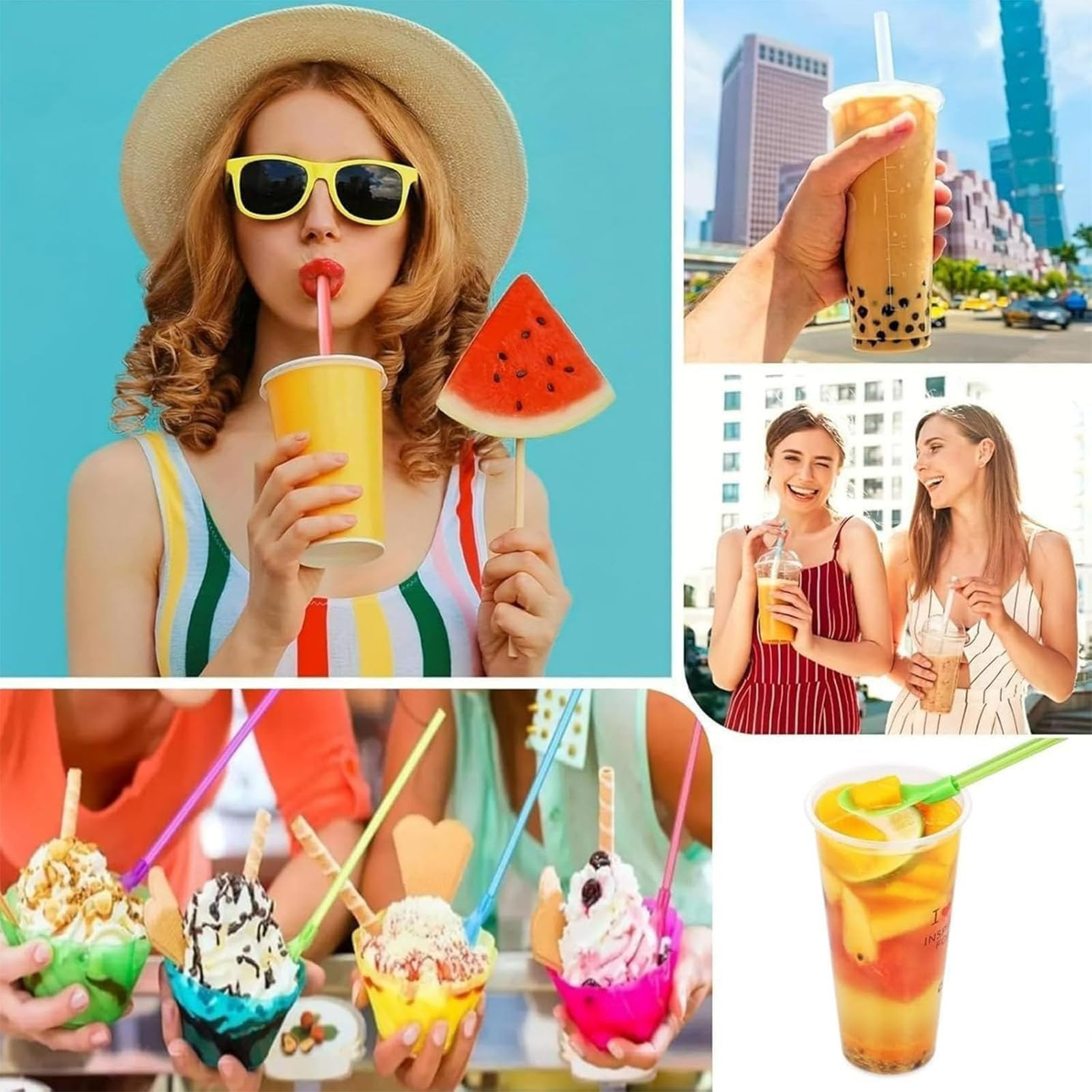 20 PCS 2-in-1 Slush Straws - Reusable All-in-One Spoon Stirring Utensils For Smoothies, Cocktails, Milkshakes & Coffee - View #4