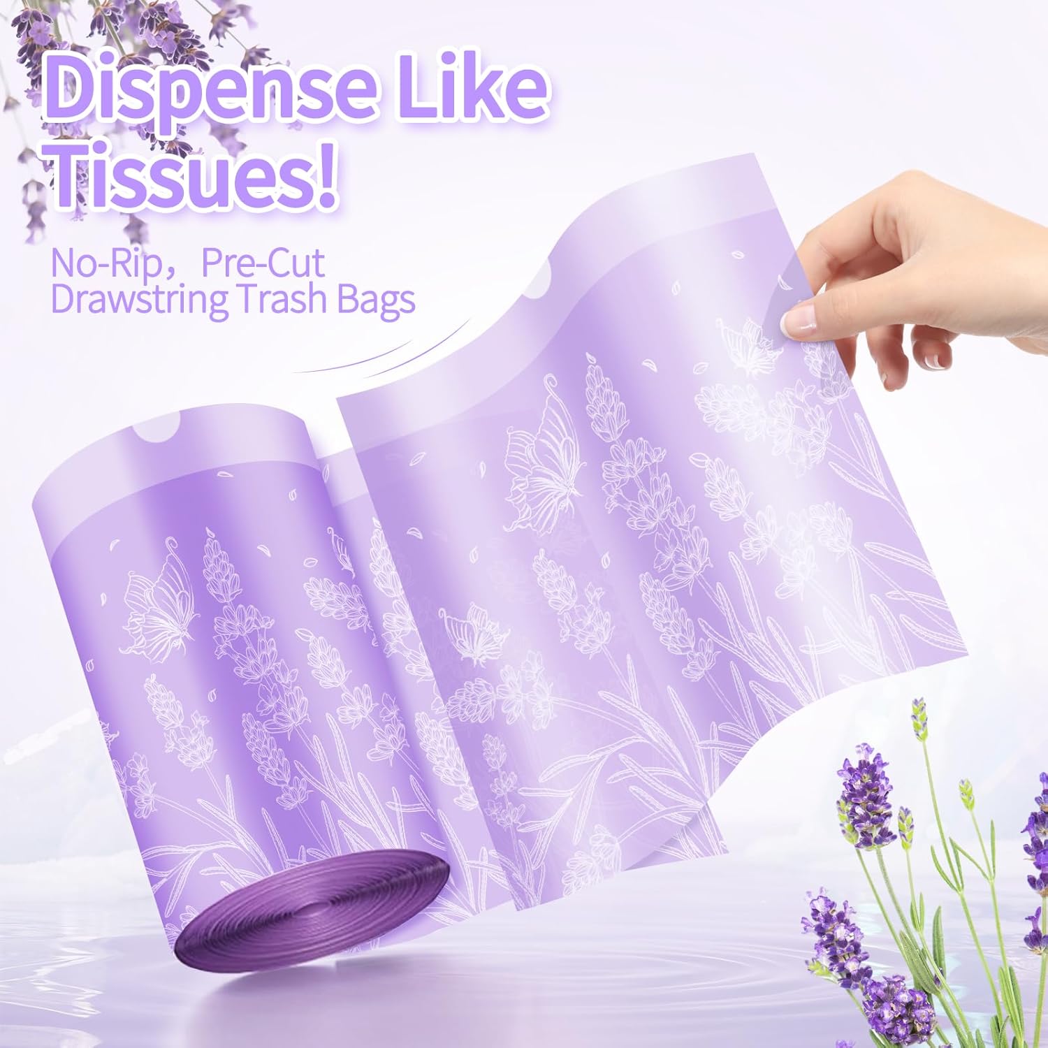 4 Gallon 300PCS Small Drawstring Trash Bags, Floral Printed Design,Thick Pre-separated Garbage Bags Mini Wastebasket can Liners for Bathroom Bedroom Office