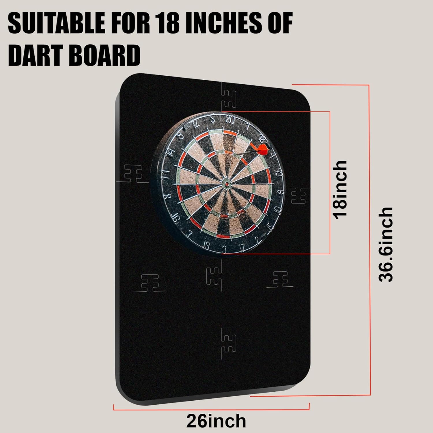Dart Board Wall Protectors,Extended Length Dartboard Wall Protector,Dartboard Surround,Black Dart Board Cork Wall Protector,Suitable for 18in Dart Board