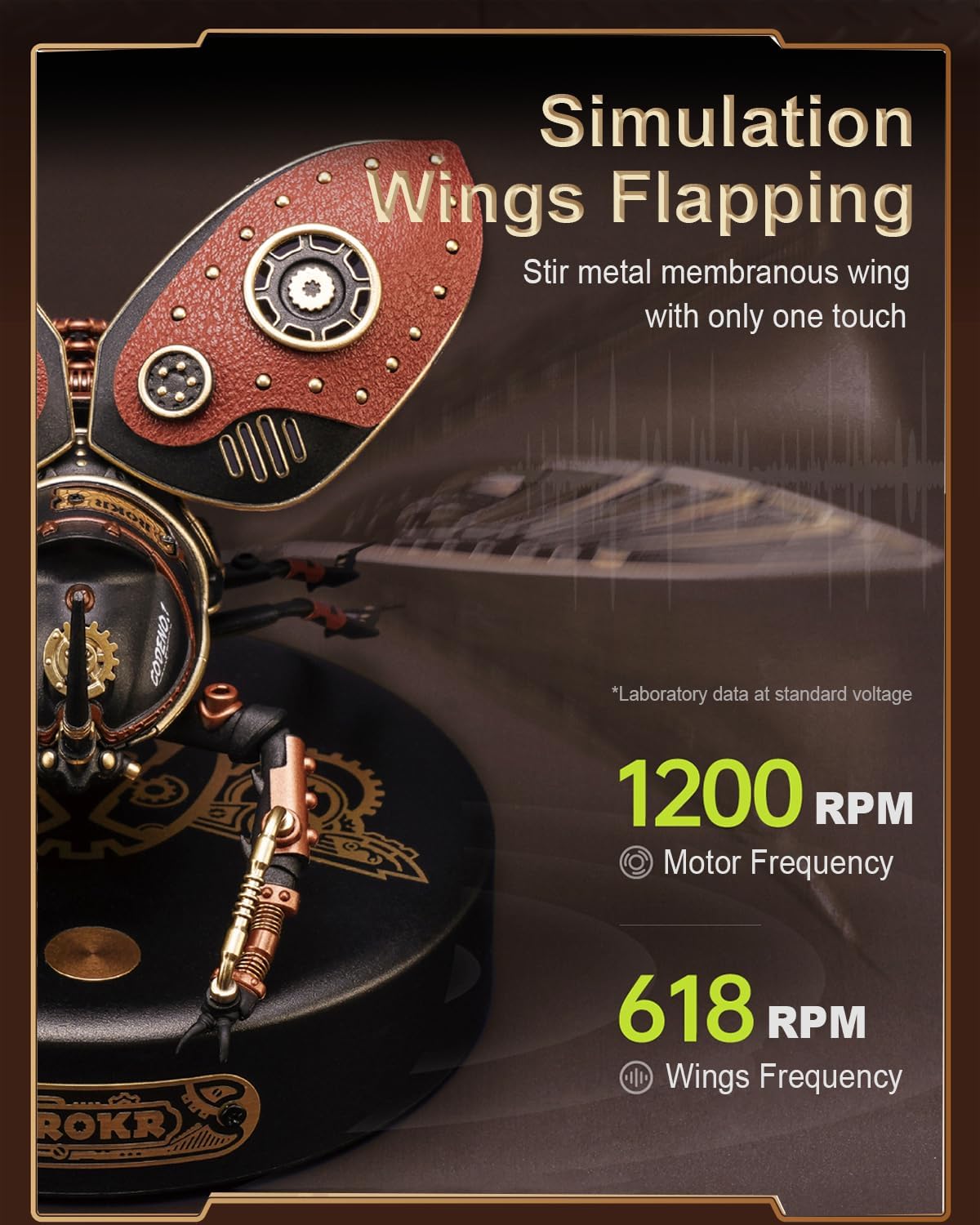 ROKR 3D Puzzles for Adults Electric Insect Metal Model Building Kit Desk Toys Hobby Kit for Adults Gift for Teens (Rhinoceros Beetle)