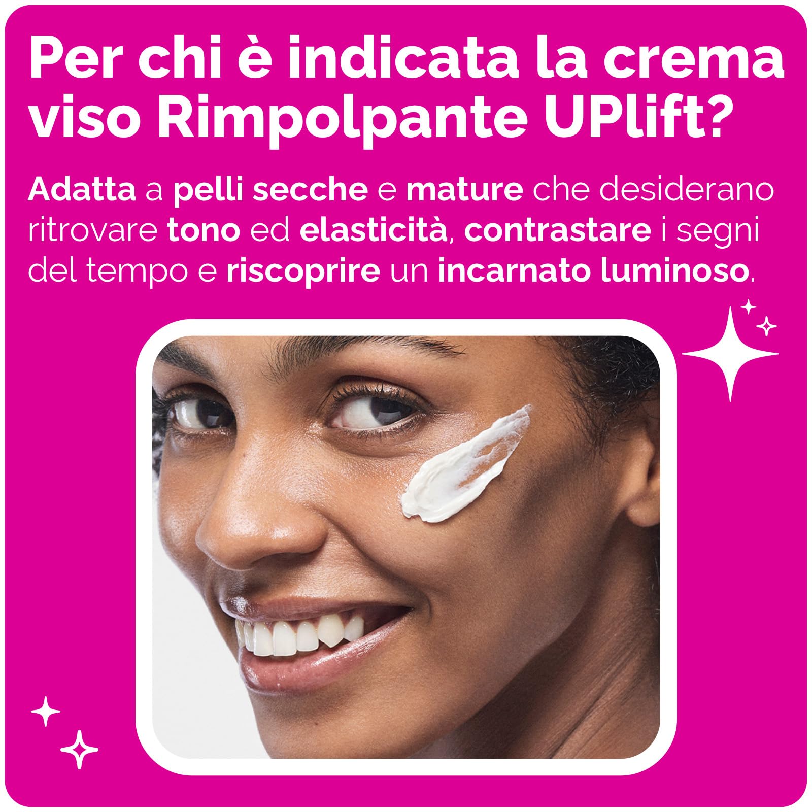 Veralab Uplift, Crema Viso Rimpolpante Effetto Glow Anti-Rughe e Anti-Age per Pelli Secche e Mature