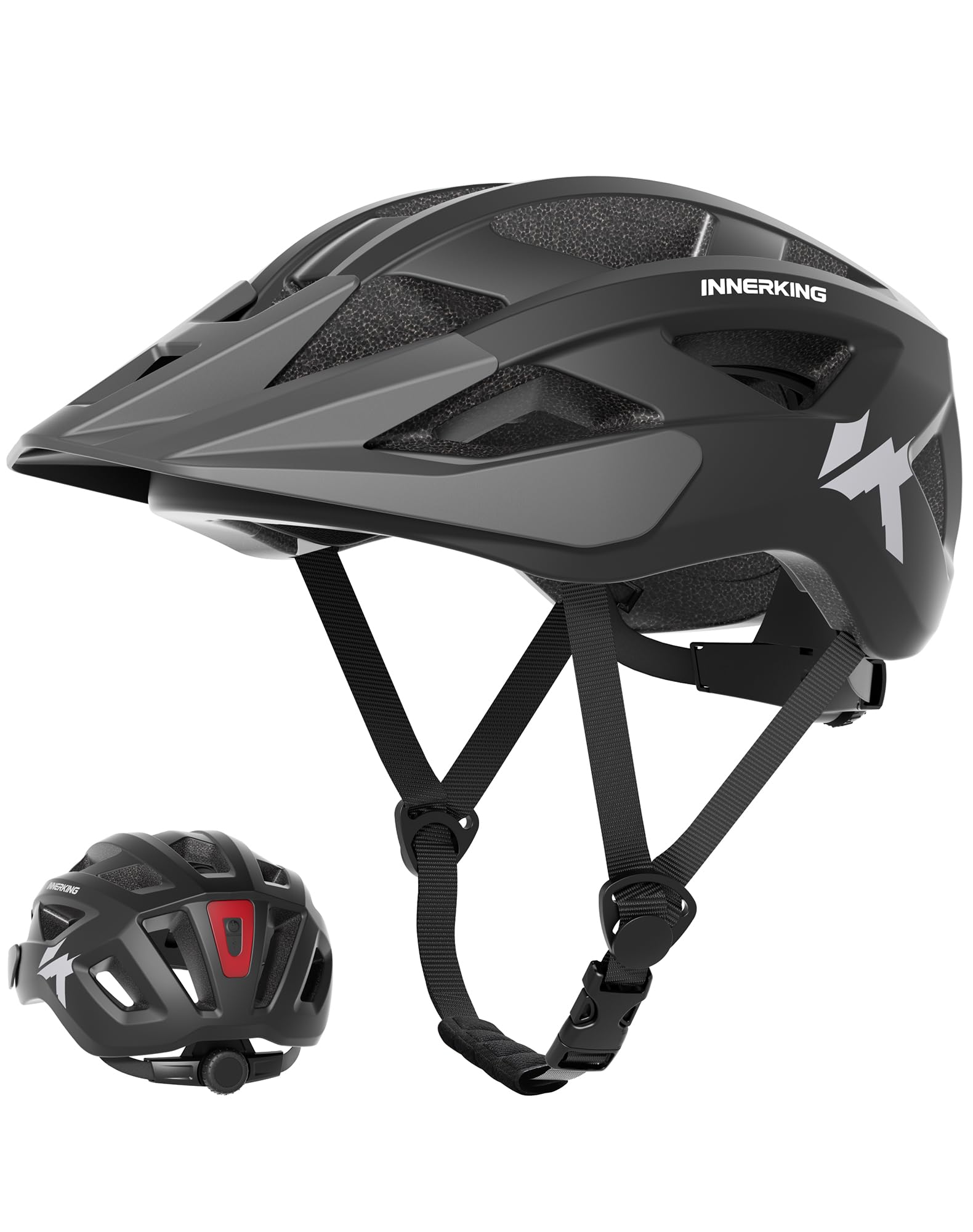 InnerKing Fahrradhelm Herren Damen, Leichte Fahrradhelm mit Magnetische Schutzbrille Visier und USB-Aufladung LED Licht, MTB Helm Radhelm Cityhelm