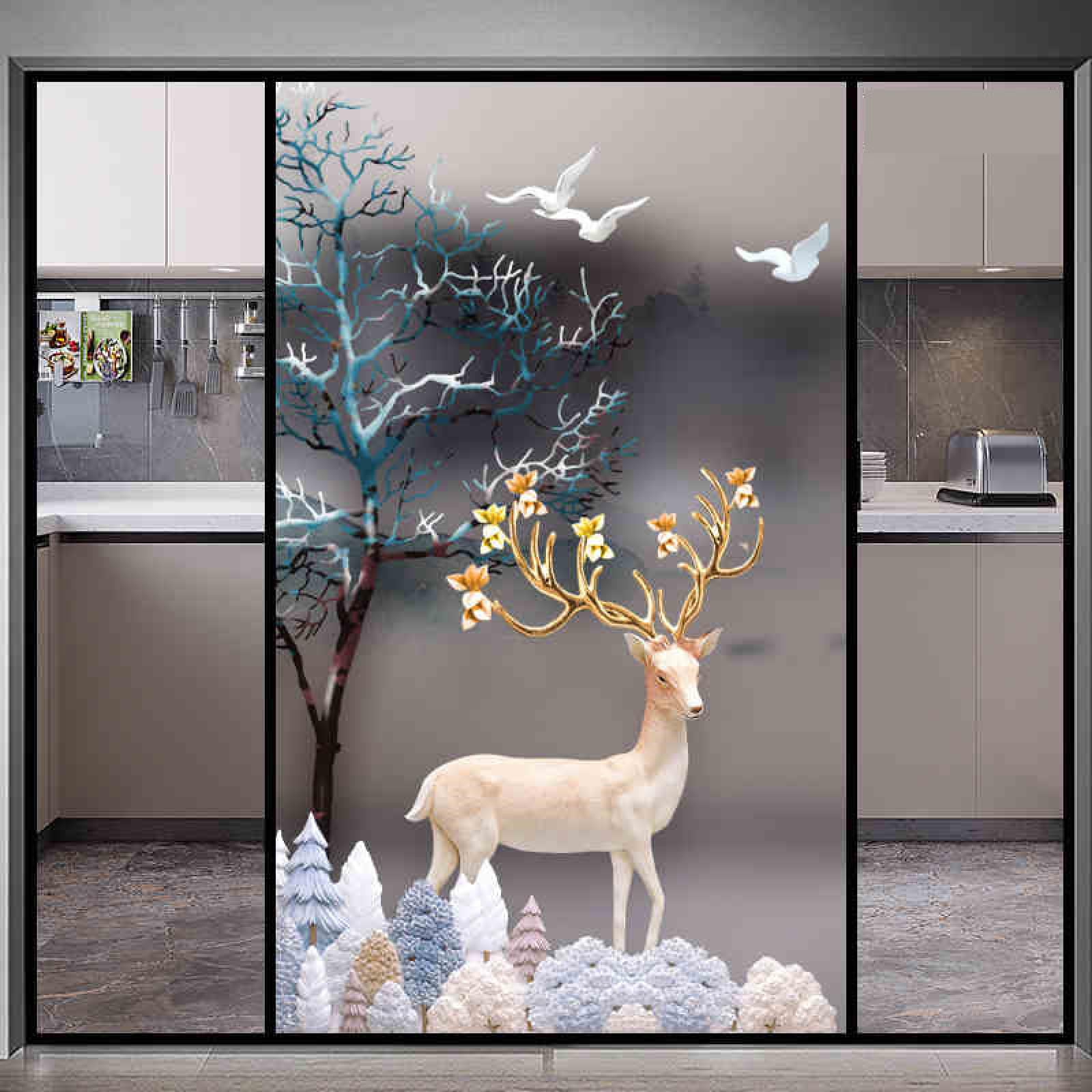 Window Film Privacy Beige Animal Glass Frosted Privacy Film For Glass Windows Static Cling No Glue Window Films Covering Self Adhesive Anti Uv For Office Bathroom Home 70x100cm/1pcs
