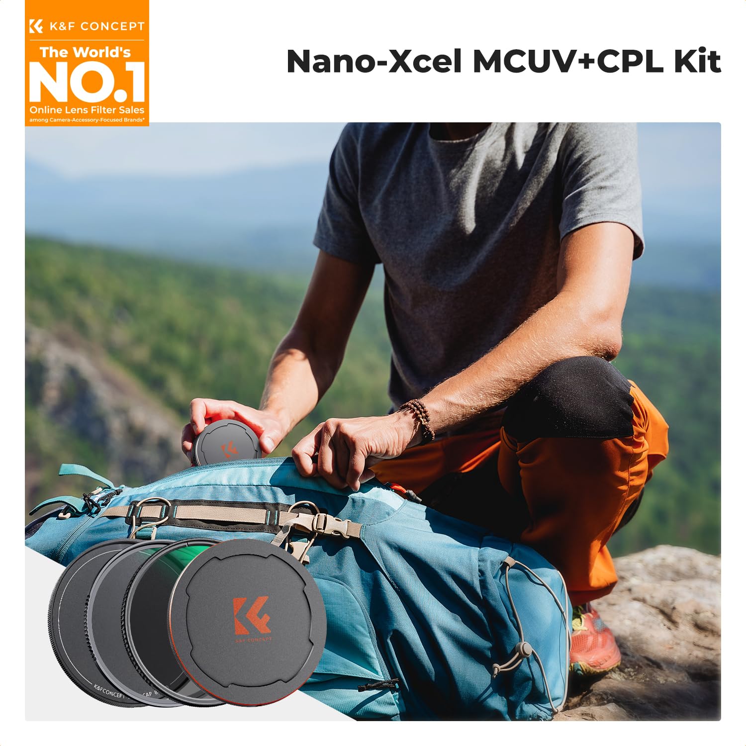 K&F CONCEPT Nano-Xcel Filtri Kit, 67mm Filtro di Protezione UV + Polarizzatore Circolare Con Tappi per Obiettivi 3pcs Panni di Pulizia