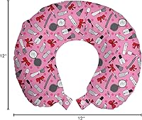 Vista 97 de Lunarable Teal Travel Pillow Neck Rest, Aquatic Fauna Theme Hand Drawn Style Various Starfish in Blue Shades, Memory Foam Traveling Accessory for