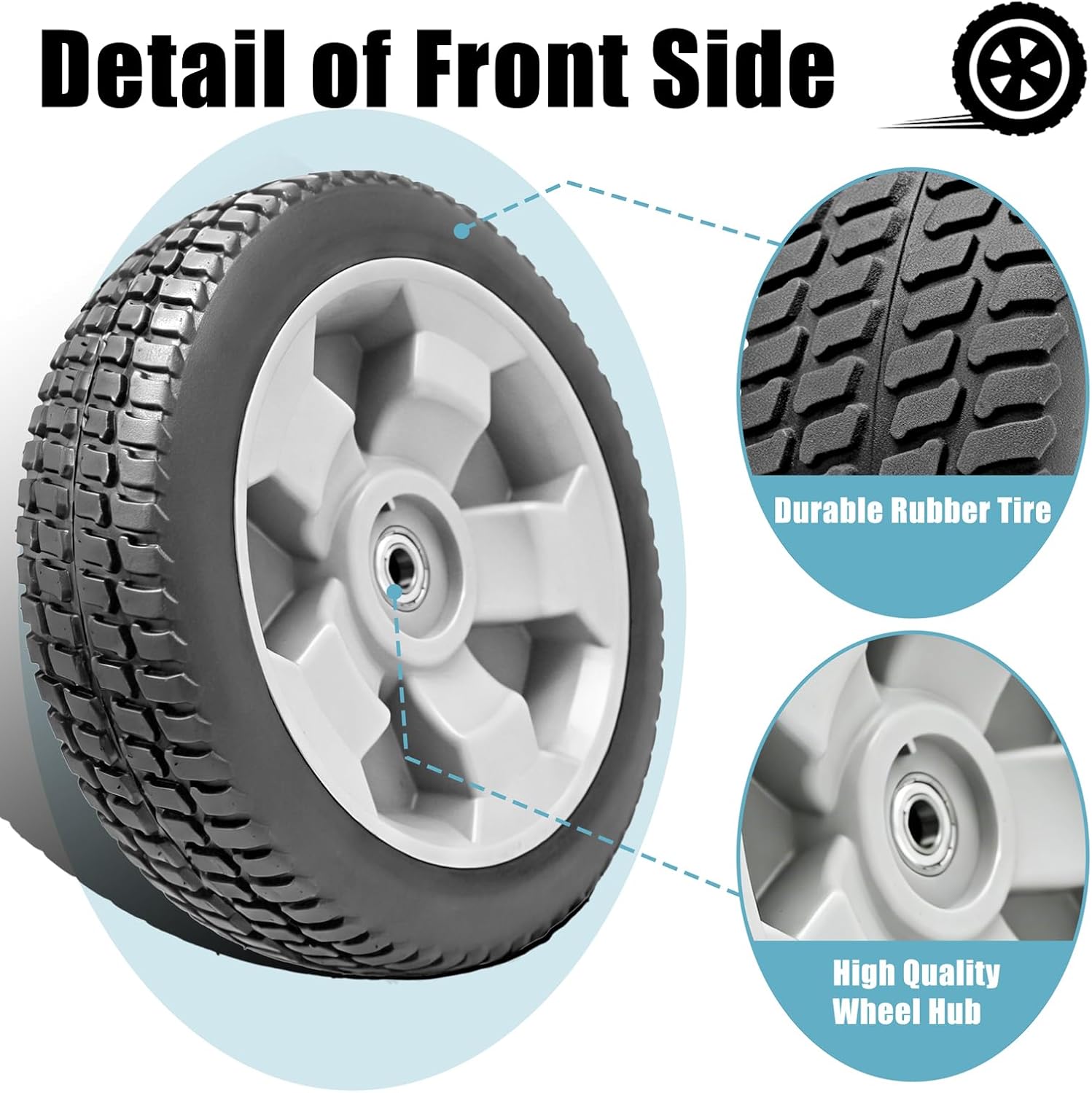 10" Rear Wheel Replacement for Toro 125-2509, Plastic Wheel Compatible with TimeMaster 30in Lawn Mowers 20199 20200 20975 20976 20977 20978 21199 21200 21810 21811, 2 Pack
