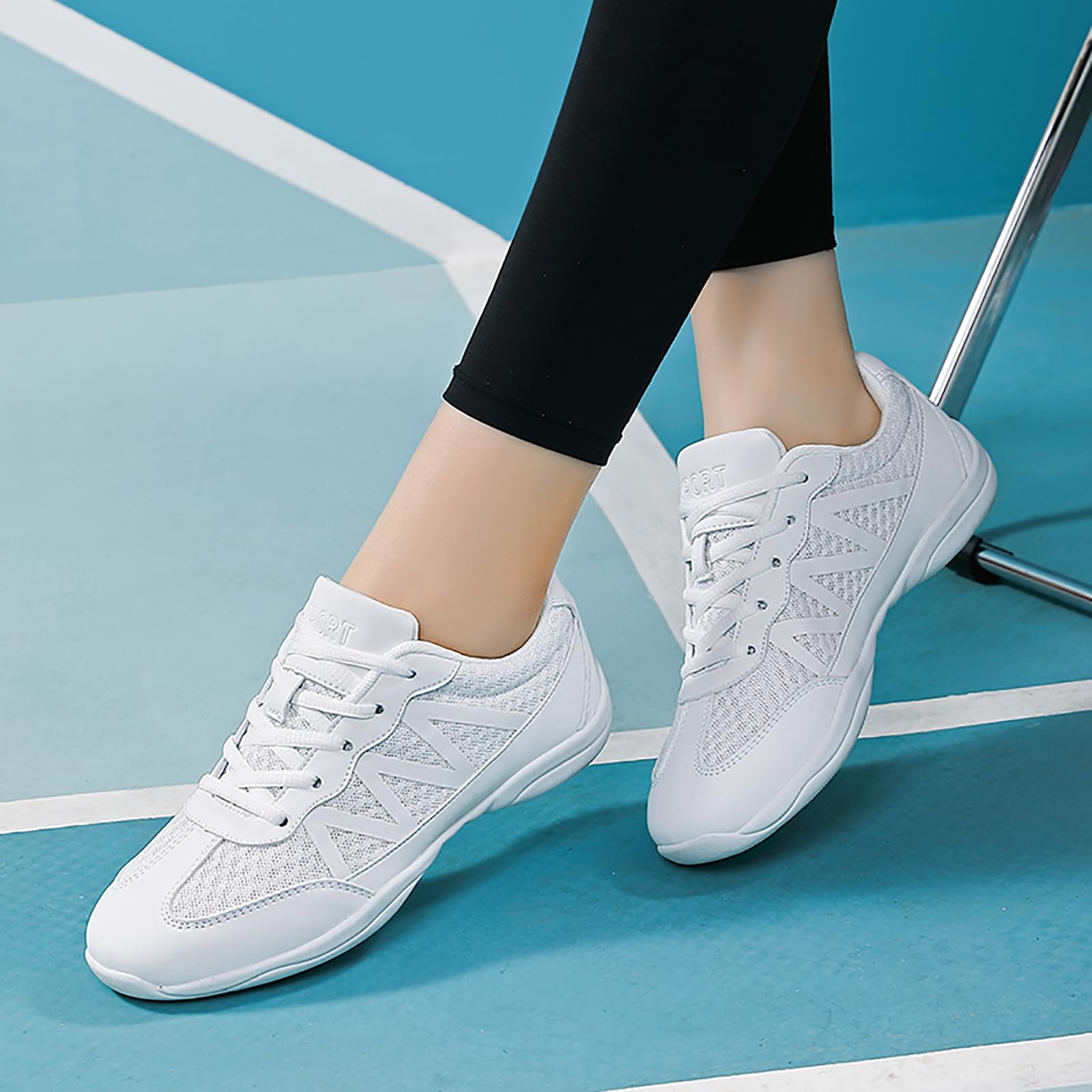 BAXINIER Cheerleading-Schuhe für Mädchen, weiß, Jugend Cheer, Wettkampf-Sneaker, athletisches Training, Tanz, Tennisschuhe