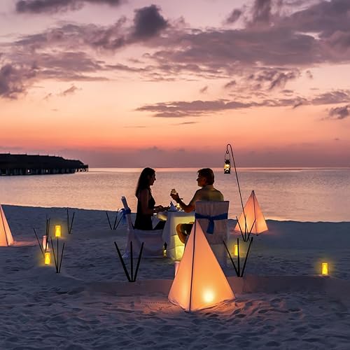 Miniatura 8 de Actualizado Luces LED de llama de Hompavo con control remoto y temporizador, velas sin llama recargables de 4 modos, linternas parpadeantes de pilar