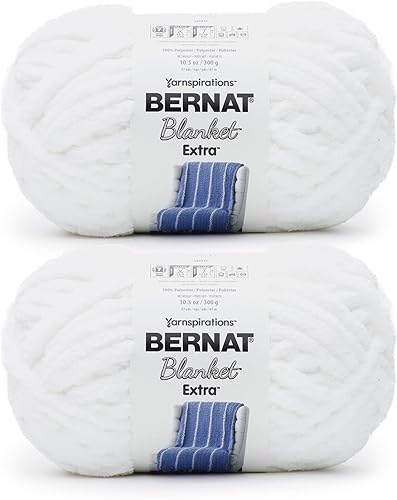 Bernat Blanket - Hilo acrílico de chenil extra grueso, paquete de 2 hilos pesados #7 de 10.5 onzas para tejer y hacer ganchillo, amigurumi, mantas