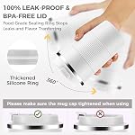 Volhoply 13 oz Stainless Steel Insulated Travel Coffee Mug with Fip Lid,Reusable Double Wall Vacuum Metal Coffee Cup,Portable to Go Leak Proof Cafe Thermal Tumbler for Hot & Cold Drinks(White,1)