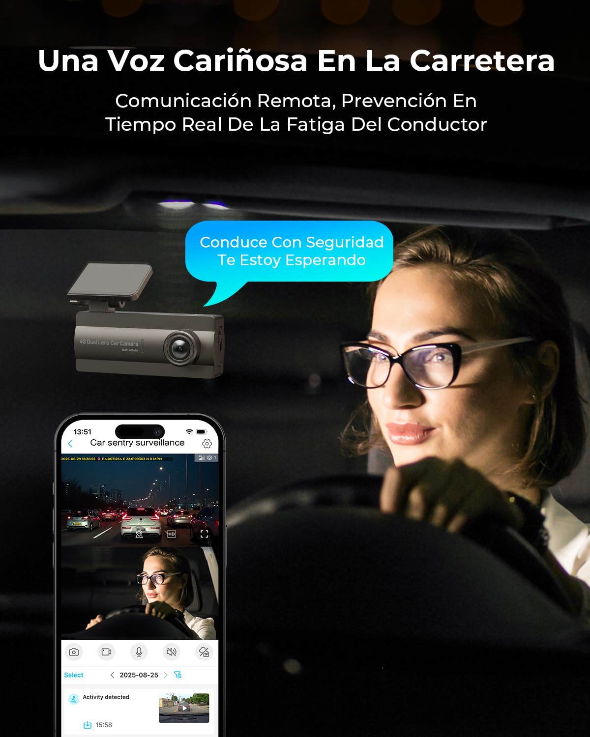 4G LTE Dash CAM para Coche 2K+1080P, Modo de Estacionamiento 24/7, GPS, OBD, Sensor G, App Alertas y Vista en Directo, Visión Nocturna, Grabación en Bucle, Tarjeta SD 32GB Incluida