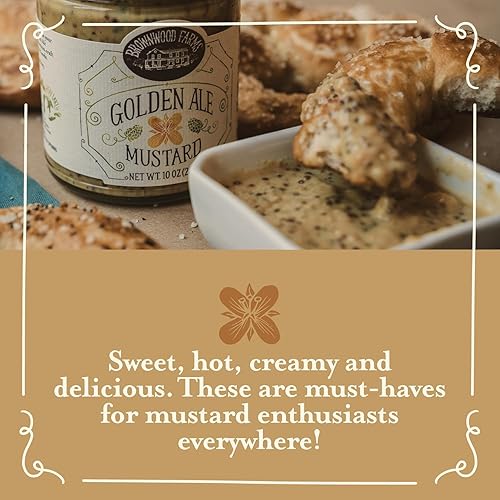Miniatura 5 de Brownwood Farms Mostaza saborizada, hecha en pequeños lotes, dulce, picante, cremosa y deliciosa, de la región de los Grandes Lagos (Golden Ale, 10