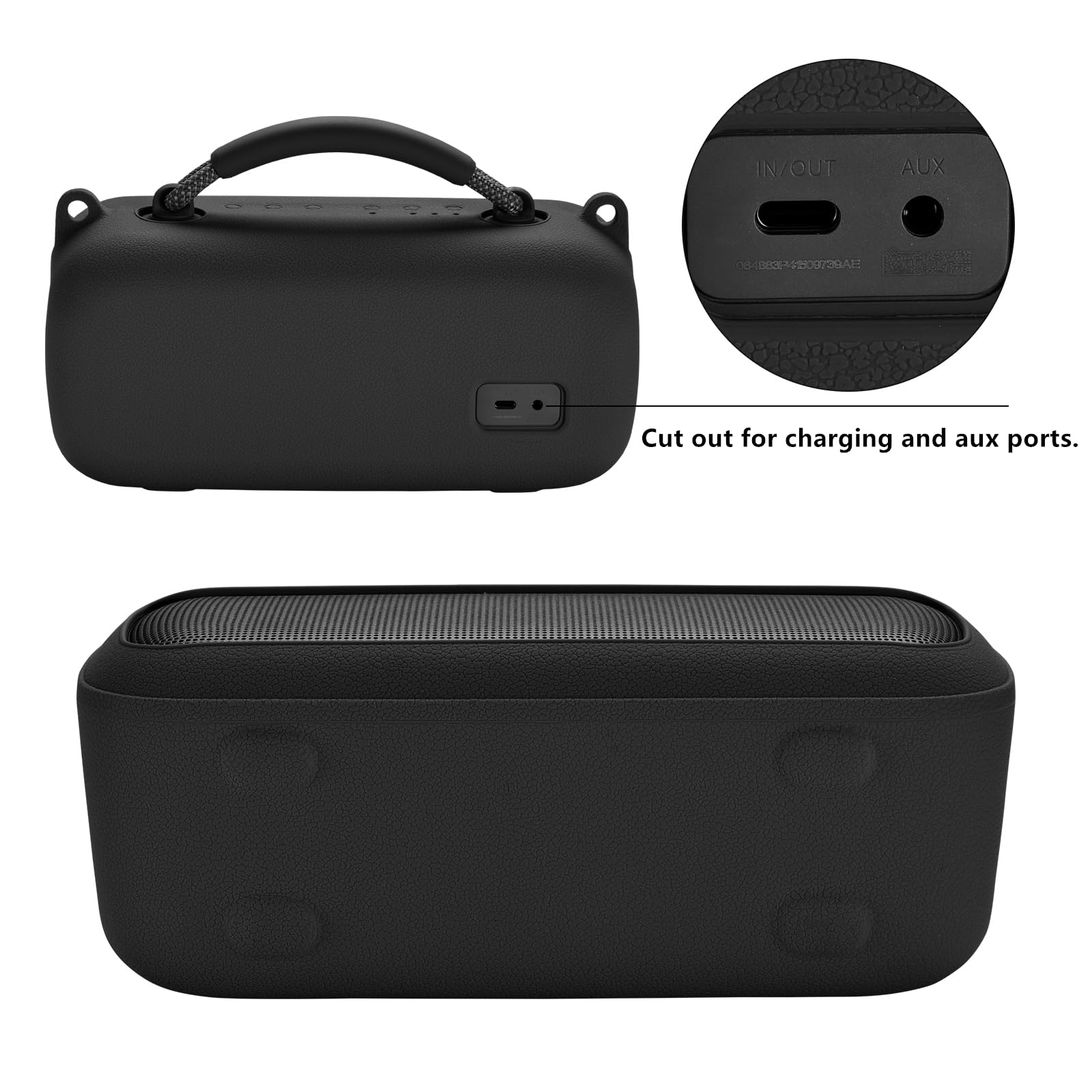 Funda de Silicona para Bose SoundLink MAX Altavoz portátil,Soundlink MAX Estuche de Viaje Portátil Protector Bolsa de Transporte con Correa Hombro(Negro)