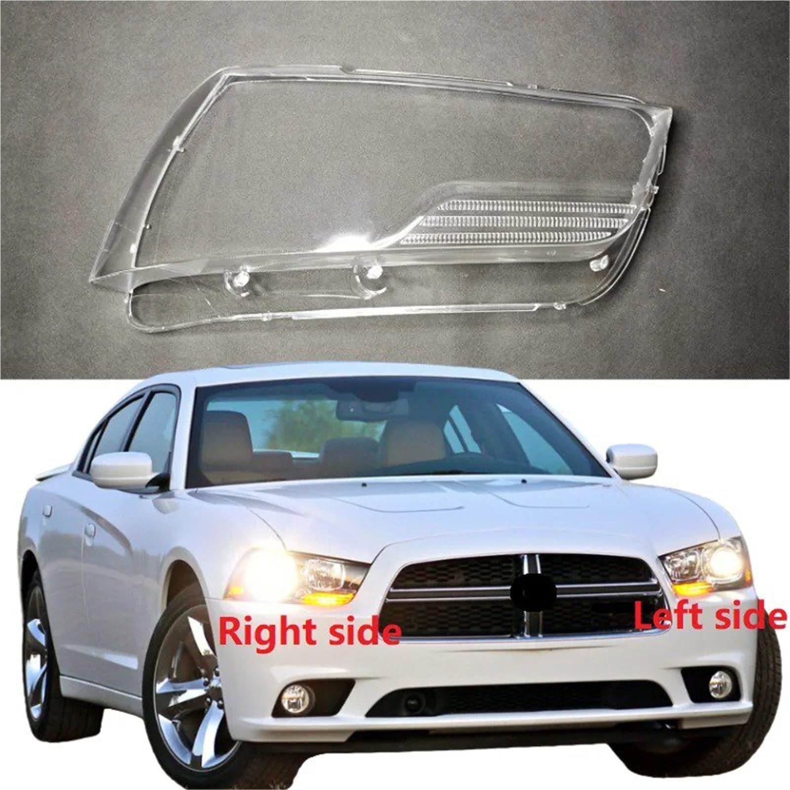 Cubierta Lente Faro Para Dodge Para Cargador 2011-2014 Cubierta Lente Faro Carcasa Pantalla Transparente Lámpara Faros Lente Carcasa(Right)