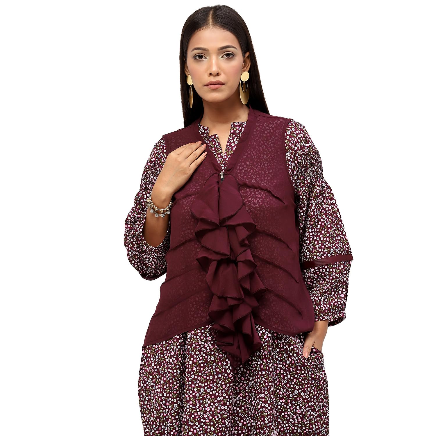 baawri Women's Plum Solid Color Shrug-picture-46