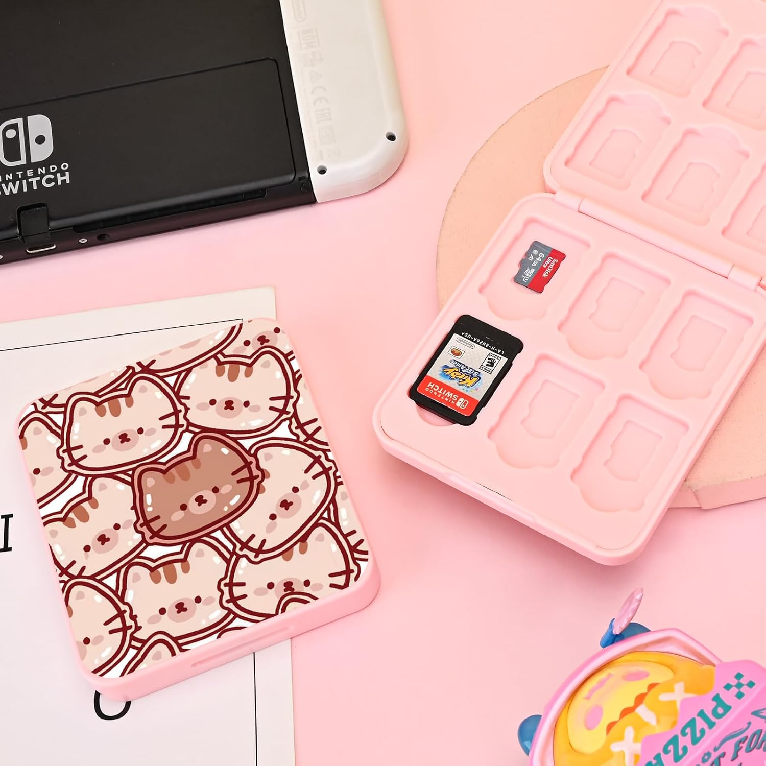 DLseego Game Card Case holder for Switch Lite/Switch/Switch OLED, Switch Game Cartridge Memory Card Portable Storage Box with 12 Game Card Slots and 12 Micro SD Card Slots-Brown Cat - Image 7