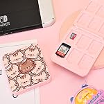 DLseego Game Card Case Holder for Switch Lite/Switch/Switch OLED, Switch Game Cartridge Memory Card Portable Storage Box with 12 Game Card Slots and 12 Micro SD Card Slots-Brown Cat